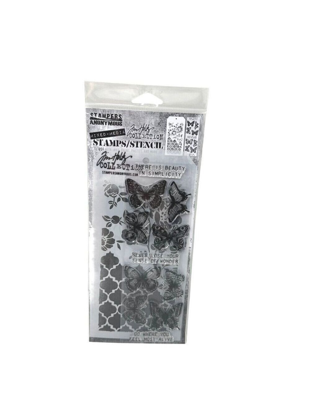 Tim Holtz THMM144 Butterfly Stamp Stencil Set New Mixed Media Craft